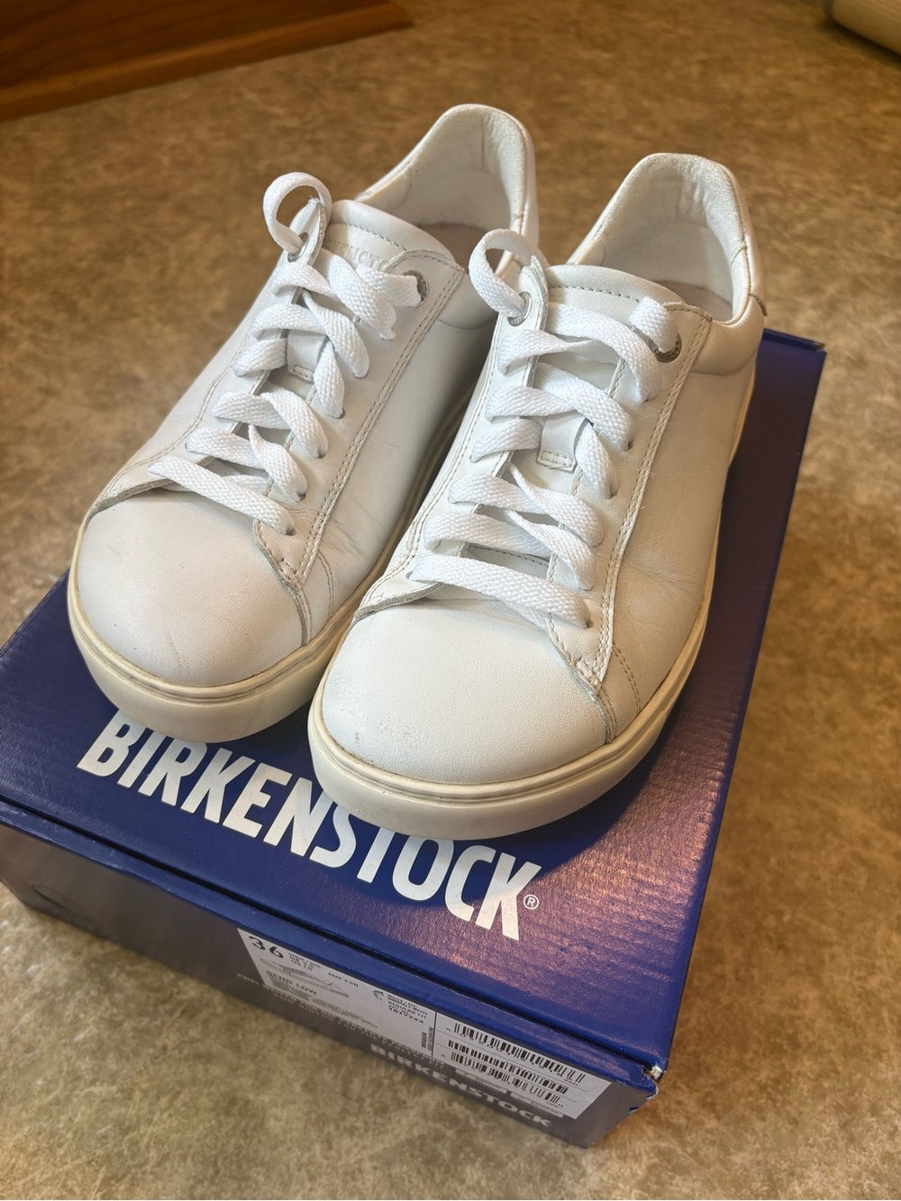 Birkenstock White Leather Bend Low Lace-Up Sneakers